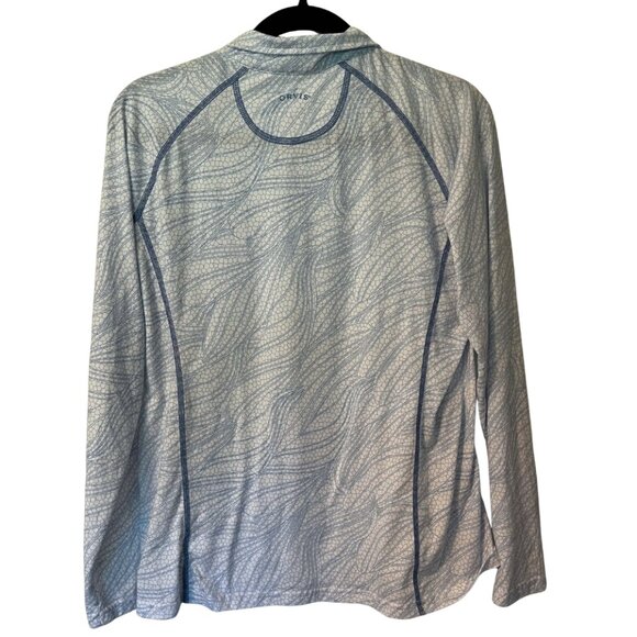 Orvis Women’s Trout Bum Quarter-Zip Pullover Medium Blue Patterned - Picture 3 of 7